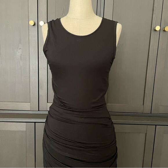 Diane Von Furstenberg Black Ruched Dress Size Small - Picture 2 of 10